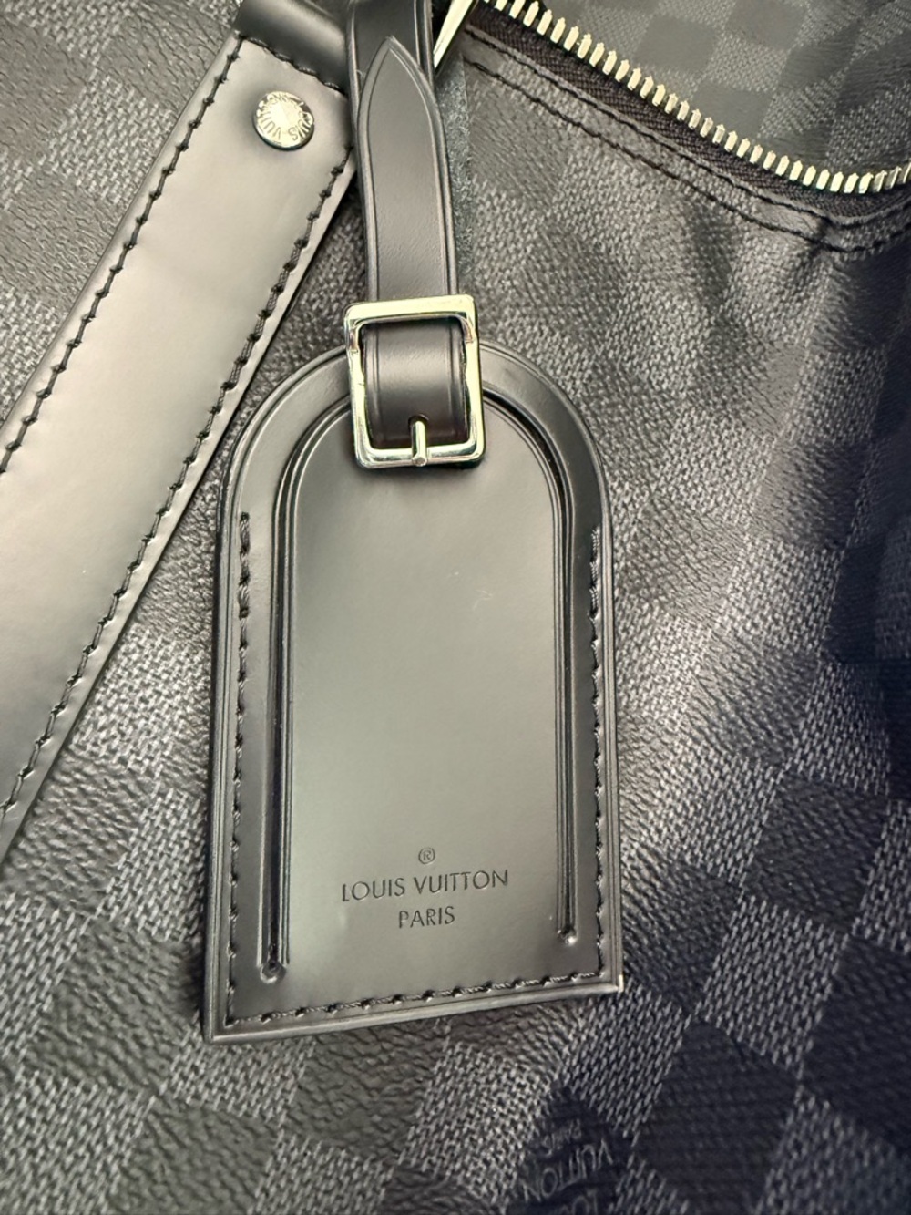 Louis Vuitton Black Check Duffel Travel Bag with Removable Strap - Picture 4 of 4